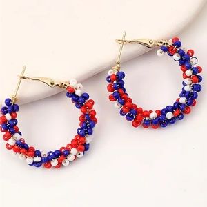 2/15 patriotic color beaded earrings